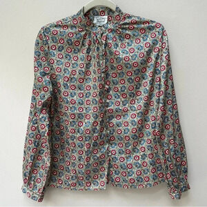 VTG Givenchy Sport Loop & Button Floral Print Long Sleeve Blouse Top Size 4